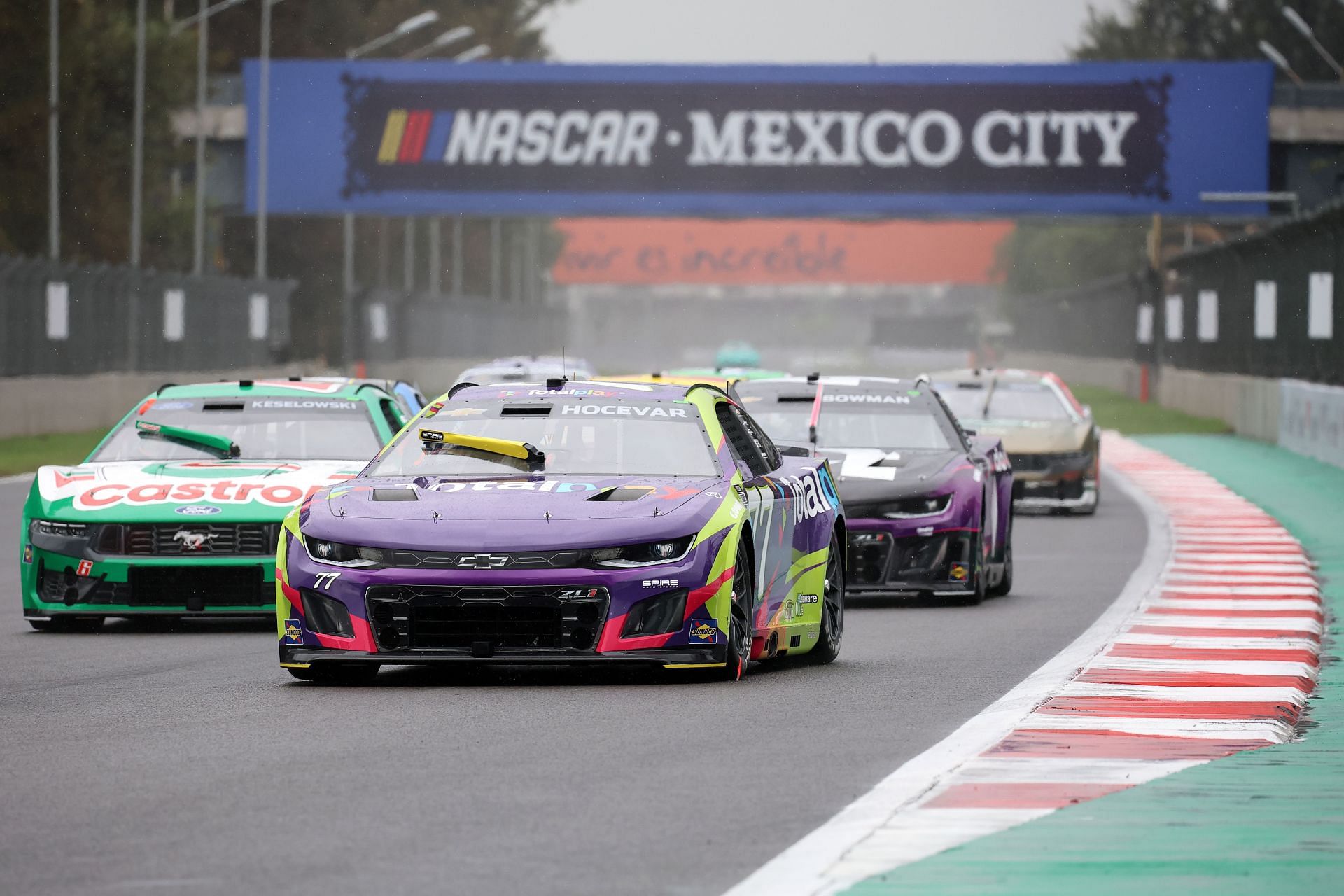 Carson Hocevar (#77) drives during the NASCAR Cup Series Viva Mexico 250 at Autodromo Hermanos Rodriguez. Source: Getty